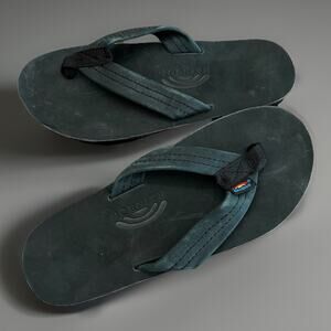 Rainbow NWT Sandals Leather Flip Flops Black Men’s Size M 8.5-9.5